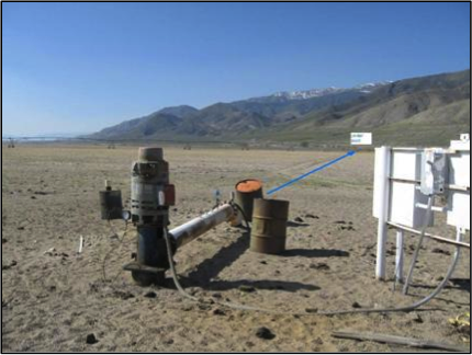 Irrigaton well in Walker Lake, NV. Dusty pipes sticking out of the ground.