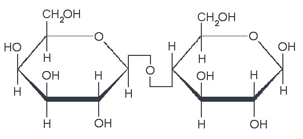 Lactose chemical structure (galactose + glucose chemical structures together).