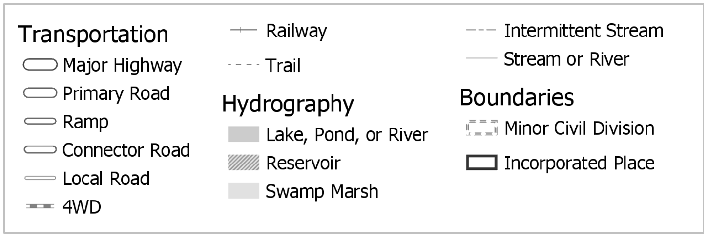 example of poor legend design, column breaks are not appropriate (divide categories confusingly)