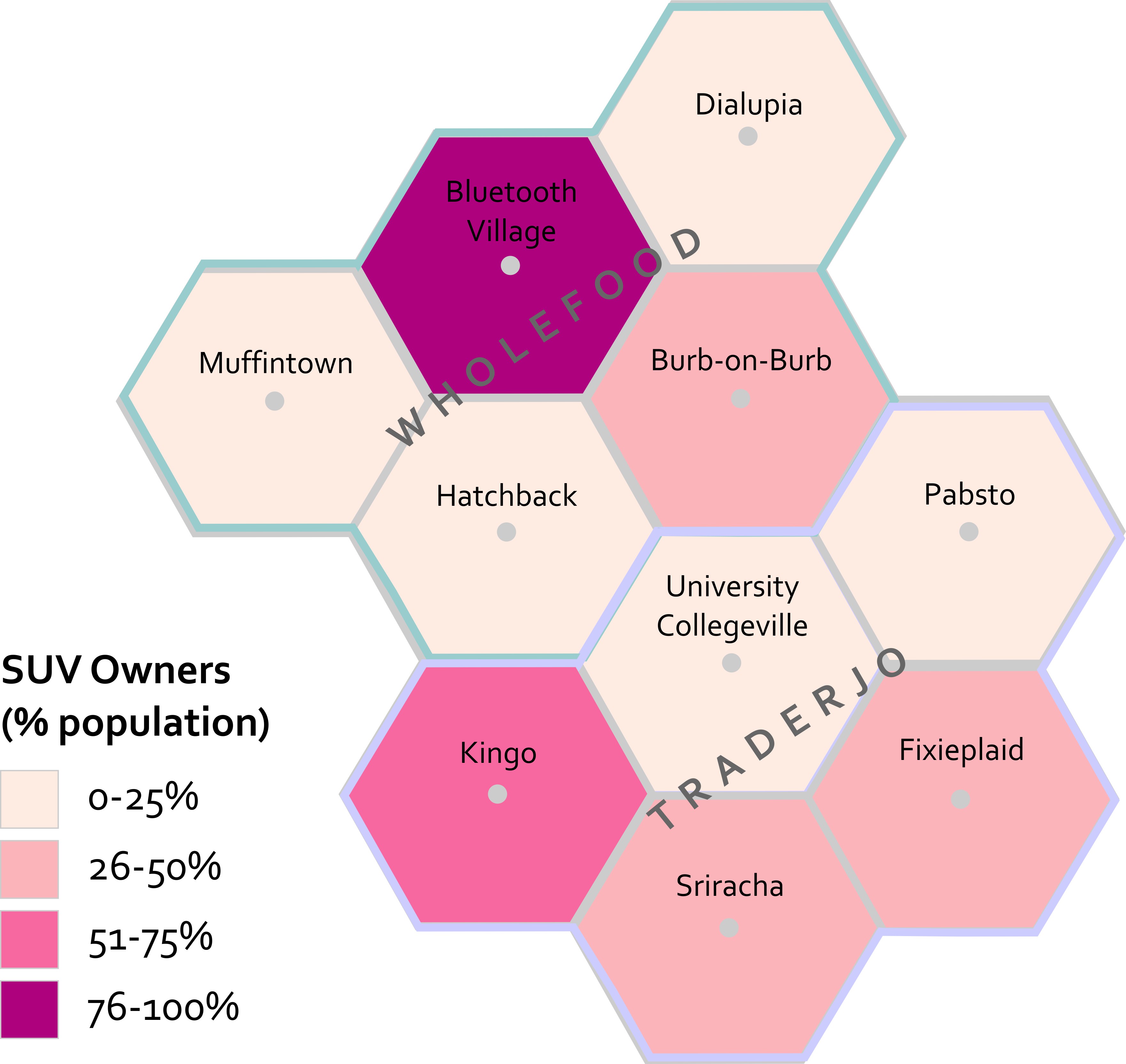 Same as the original map, but this one includes estimates on the % of each county that owns SUVs